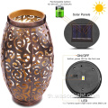 Retro Metal Waterproof Patio ลานบ้านตกแต่ง LED Table Solar Light Outdoor Hanging Garden Lantern พร้อมที่จับ